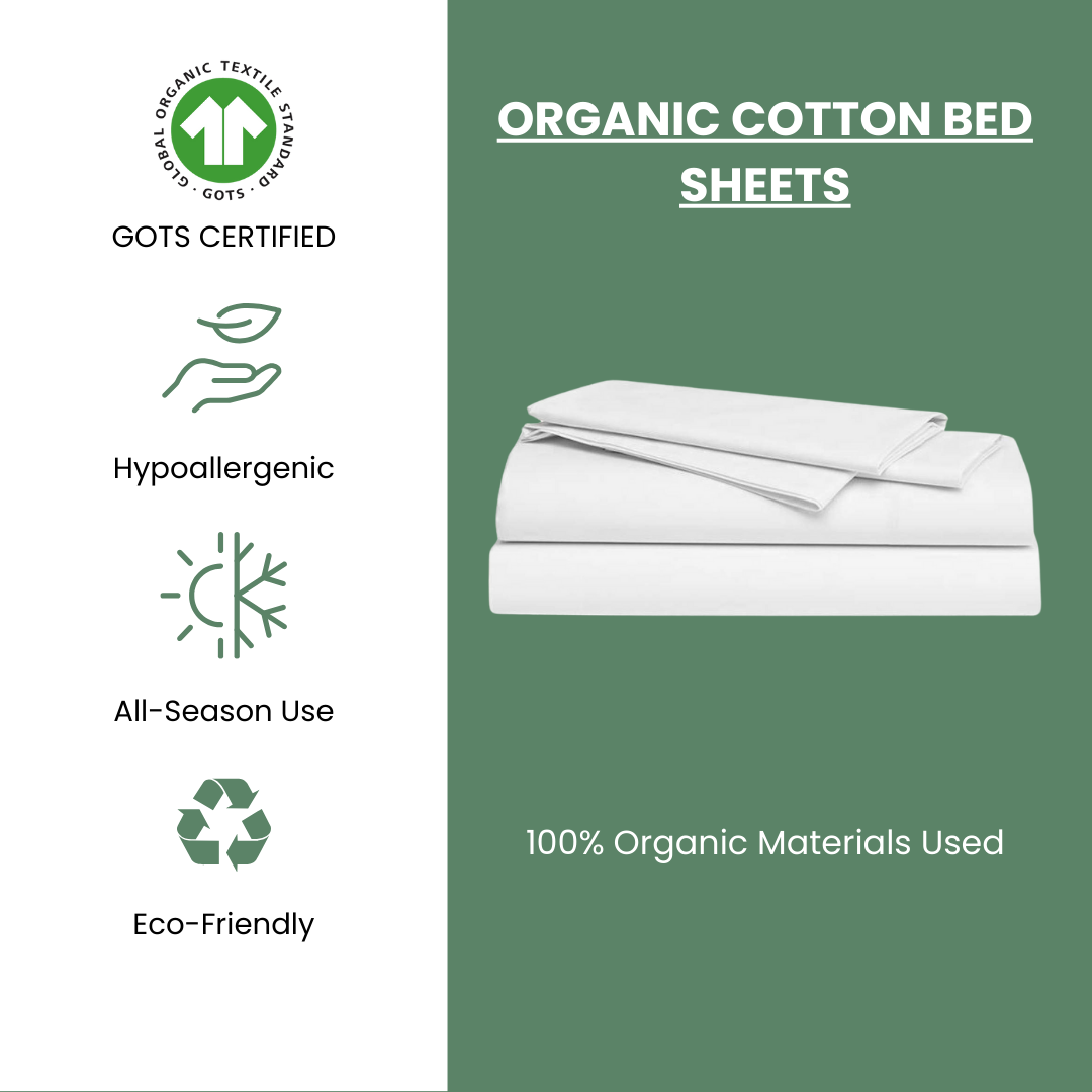 Natural cotton sheets
GOTS-certified bed sheets
Eco-friendly cotton bedding
Sustainable bed linens
Organic percale sheets
Hypoallergenic cotton sheets
Breathable bed sheets
Pure cotton bed linens
Luxury organic sheets
Soft cotton bedding
Non-toxic bed sheets
