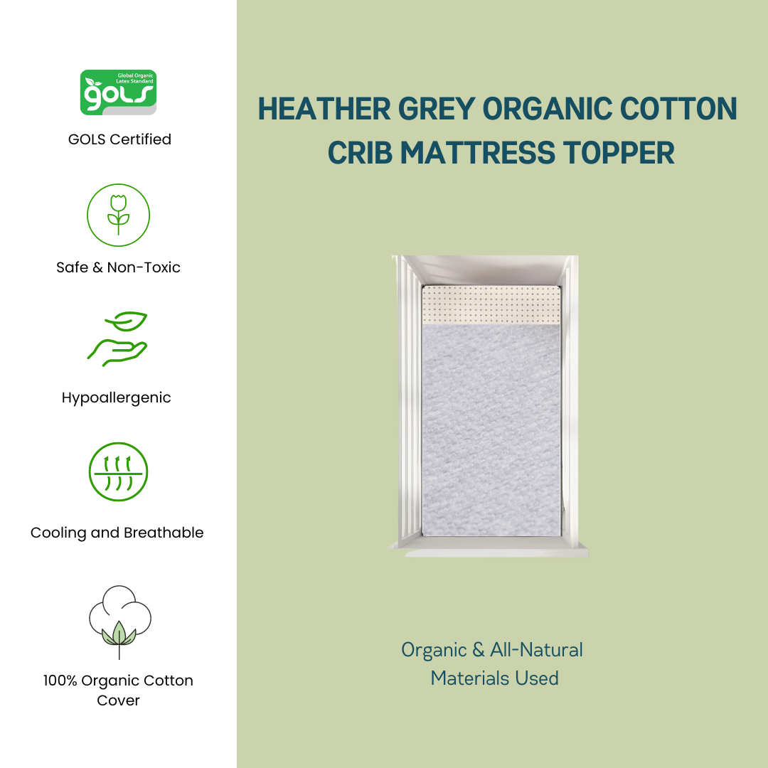 Organic crib mattress topper - Organic crib topper - best crib mattress topper - Crib mattress topper - crib topper - crib topper pad - crib mattress protector - organic crib mattress protector - best crib mattress topper - soft crib mattress topper - organic latex crib topper - GOTS Certified - GOLS Certified - 2” inch - 3” inch - thick crib mattress topper - hypoallergenic - non toxic - cooling - breathable - waterproof crib mattress topper - wool cover - organic cotton cover - with zipper cover