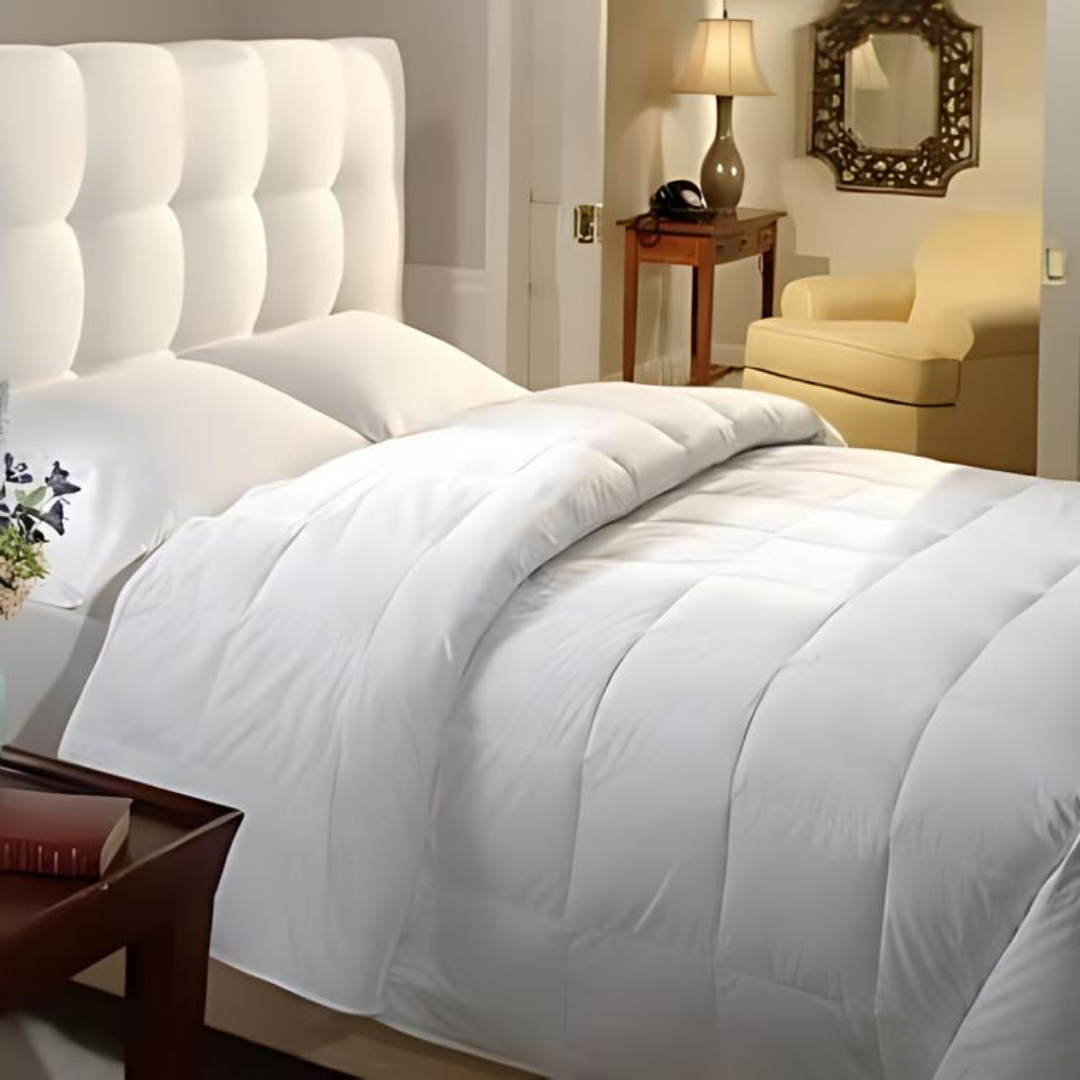 White Real Down Bed Comforter with Organic Cotton Covering