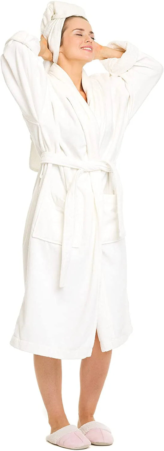 womens organic cotton bathrobe gots certified, plush soft, quick drying, spa quality bath robe, best bath robes