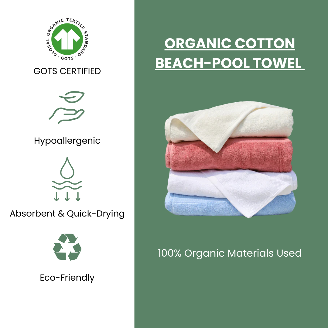 100% Organic Cotton Pool Beach Towel [GOTS CERTIFIED]