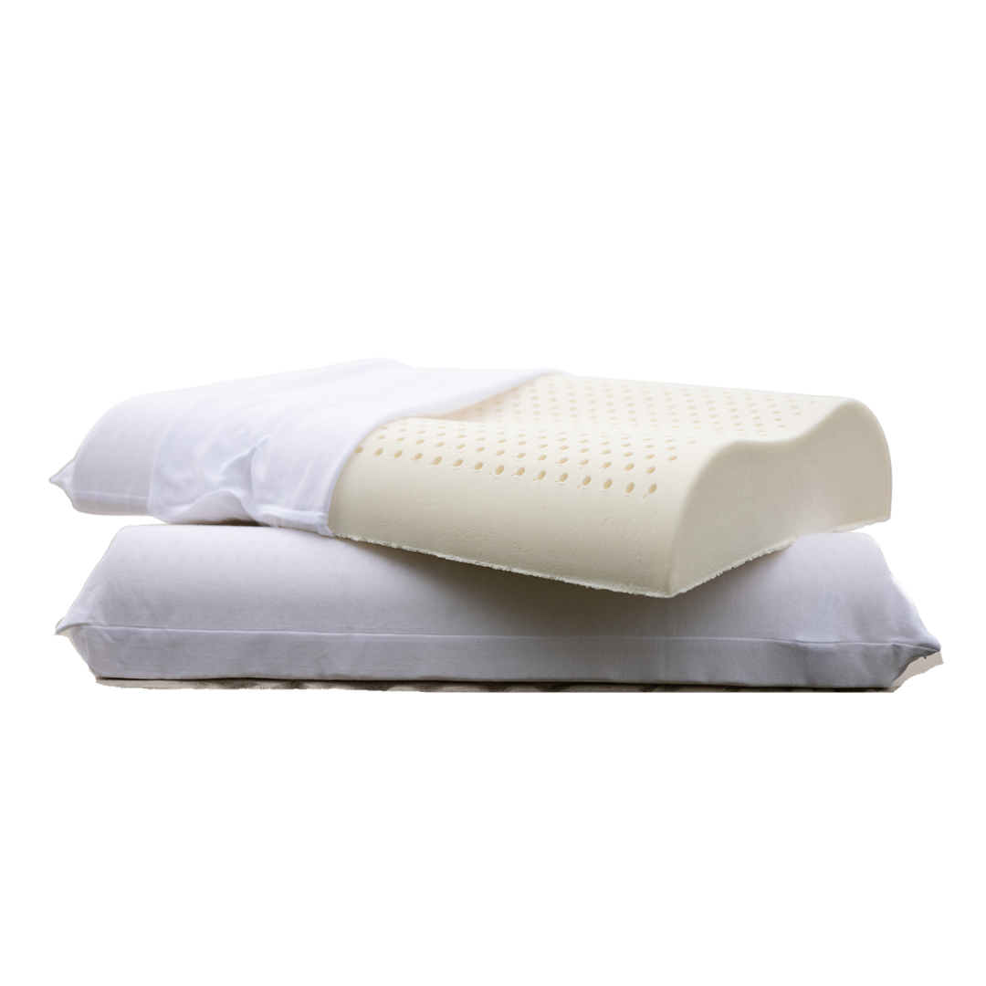 100% Two-Pack Organic Latex Contour Pillow for Neck Pain [GOTS & GOLS Certified]