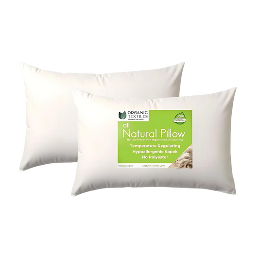 Two-Pack Natural Kapok Bed Pillow for Stomach, Side, or Back Sleepers [GOTS CERTIFIED]