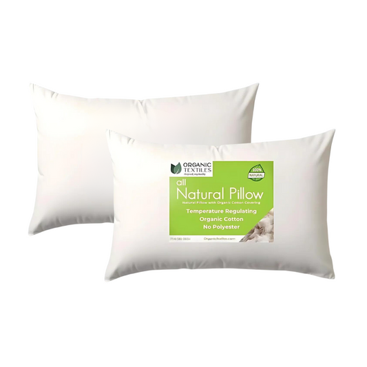 100% Two-Pack Organic Cotton Bed Pillow for Back, Side, or Stomach Sleepers [GOTS CERTIFIED]