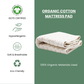 100% Organic Cotton Mattress Pad with 17” Fitted Bed Skirt Deep Pocket [GOTS CERTIFIED]